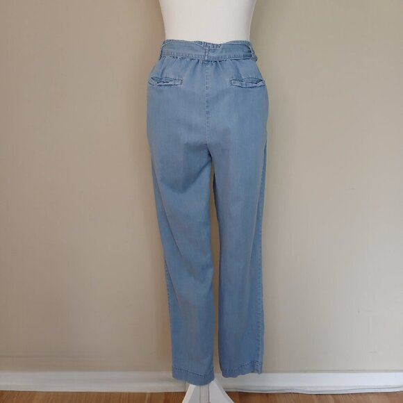 Cartonnier Chambray Paperbag Trousers Blue with Belt Size Medium - Picture 5 of 9